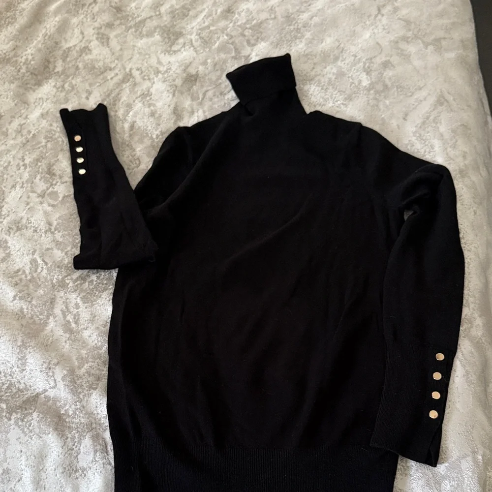 Zara Black Turtleneck Sweater with Button Accents - Picture 3 of 3